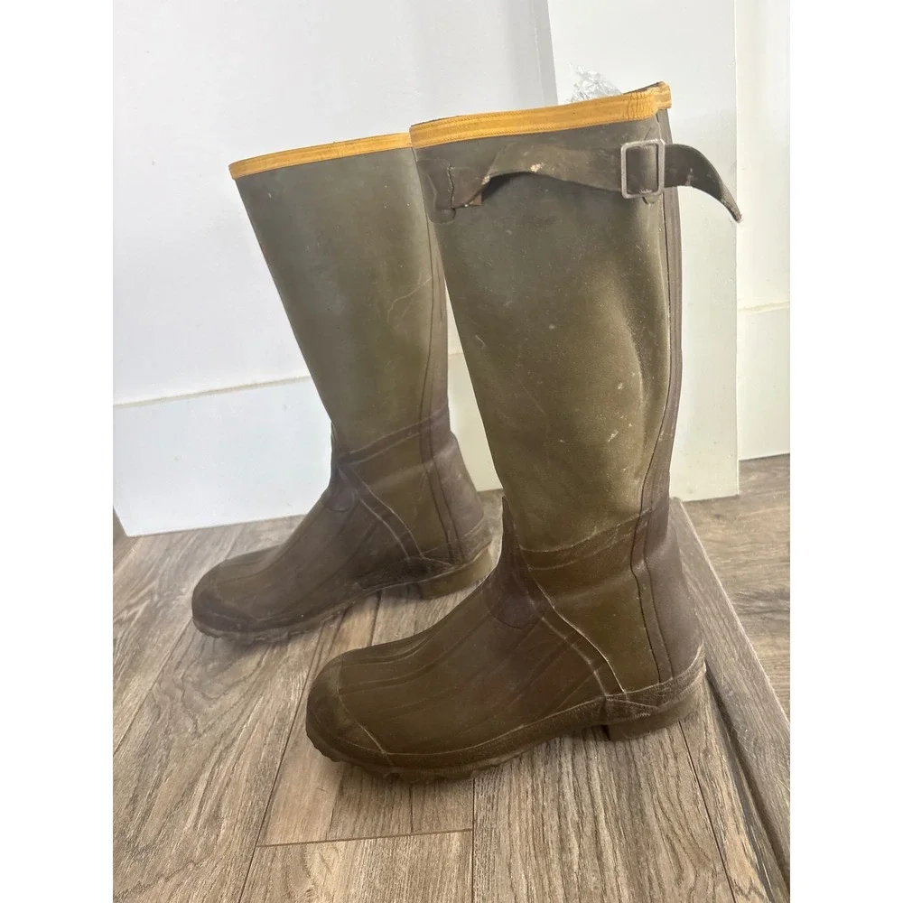 LaCrosse Outdoorsman Rubber Boots Mens 9 Green Waterproof Steel Shank USA Made